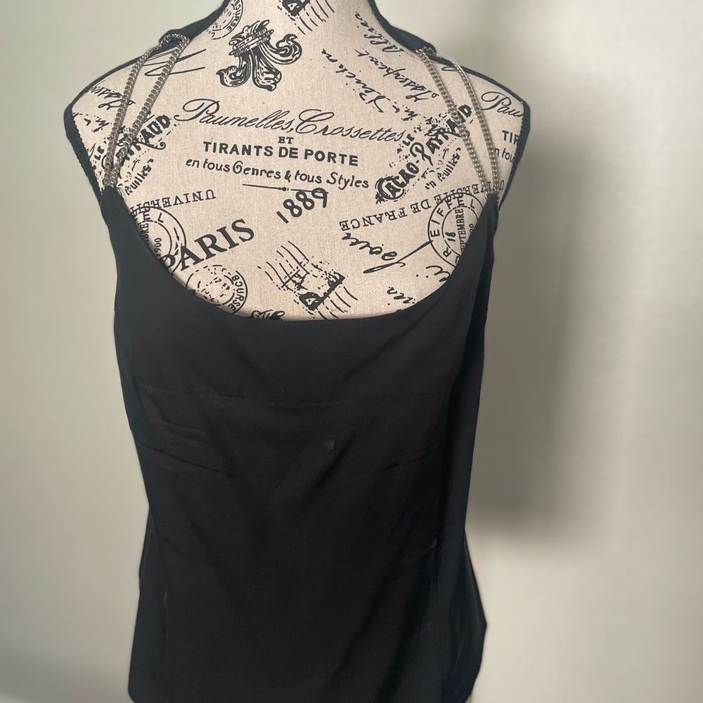 Narcisco Rodriguez Elegant Black Women's halter Top with chain detail